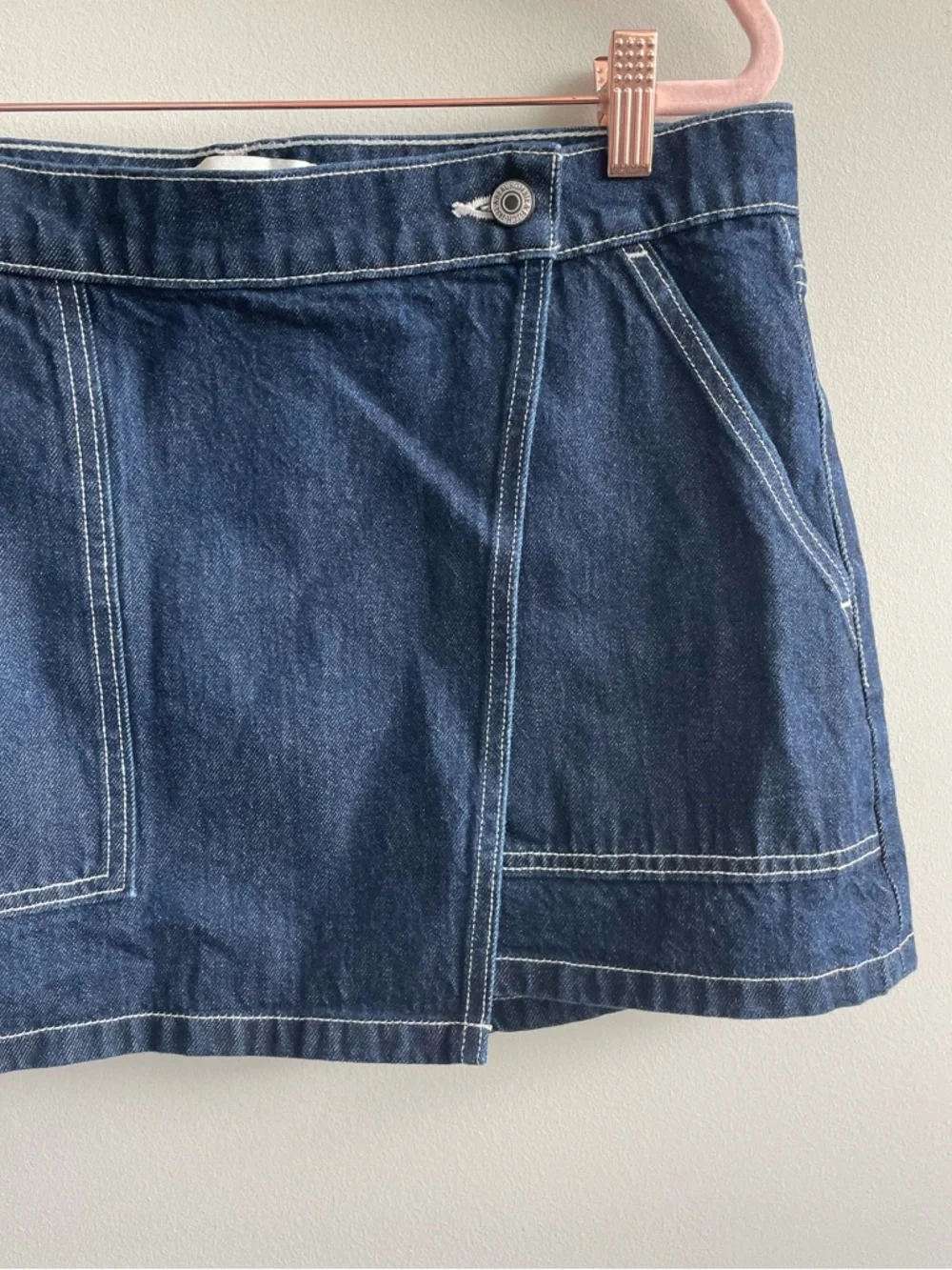 Abercrombie & Fitch Mid-Rise Denim Wrap Mini Skirt Dark Wash Size 29 - Picture 5 of 11